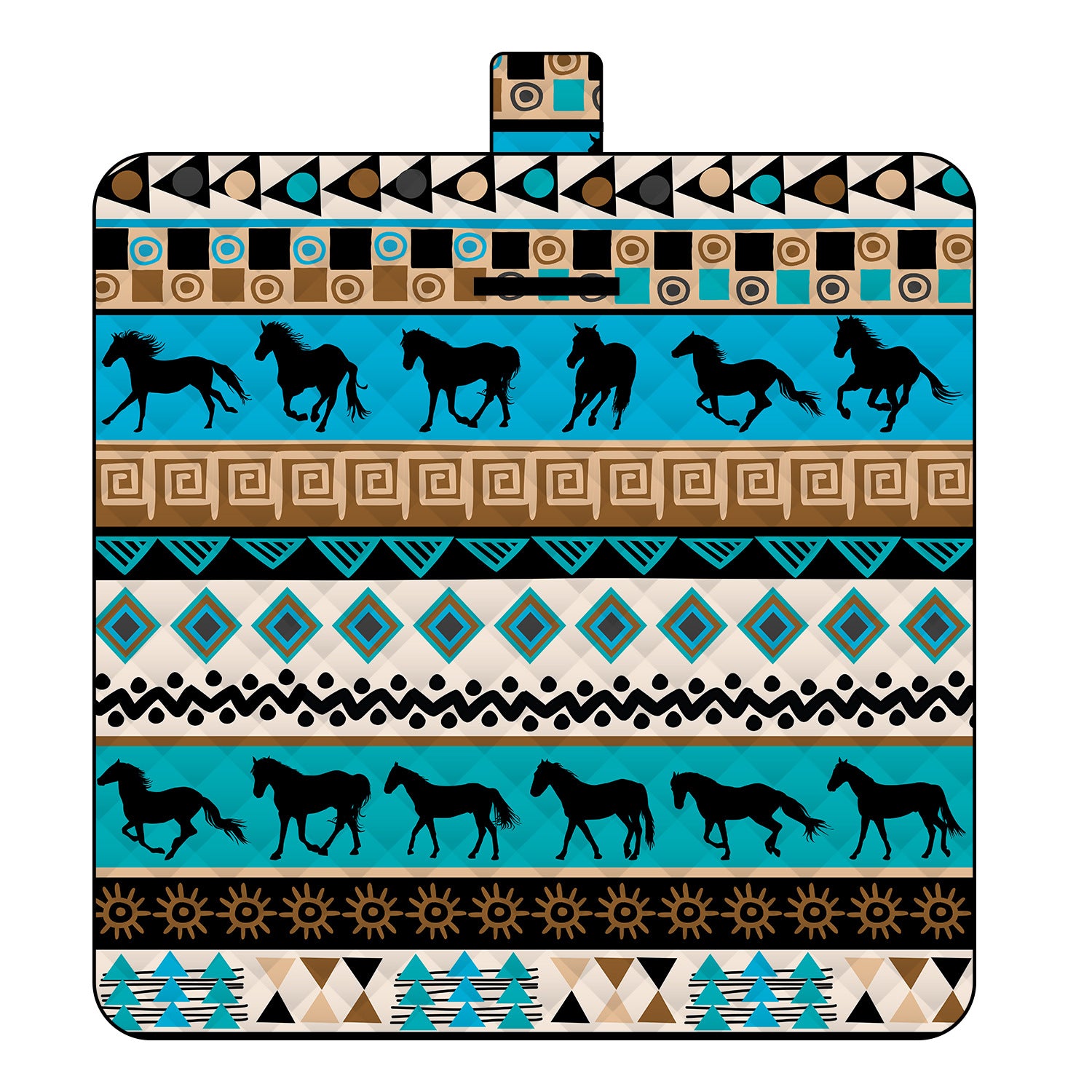 Geometric Horse Language Ultrasonic picnic mat